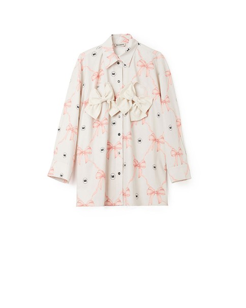 Milkwhite - Oversized Shirt with Bow Details Milkwhite - Oversized Shirt with Bow Details