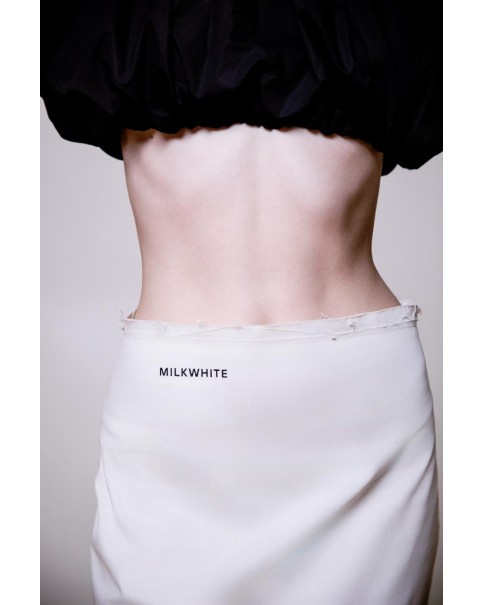 Milkwhite - Midi Skirt with Bow Details