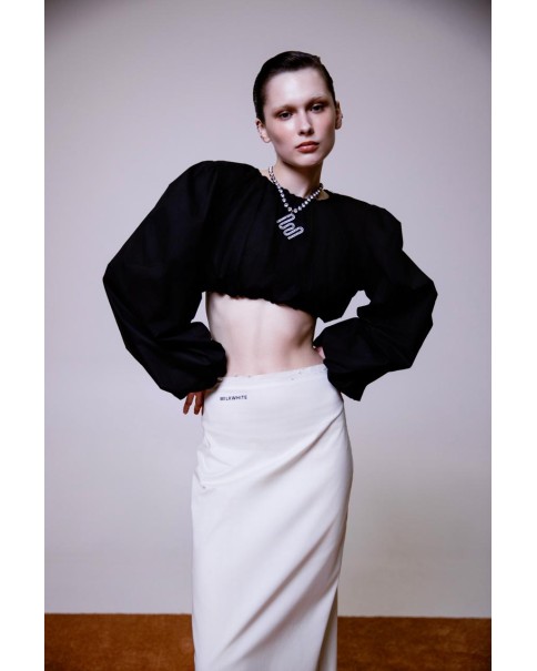 Milkwhite - Midi Skirt with Bow Details