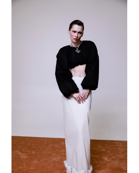 Milkwhite - Midi Skirt with Bow Details