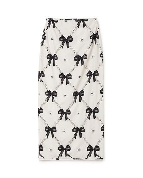 Milkwhite - Midi Skirt with Bow Details