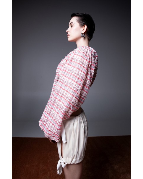 Milkwhite - Cropped Top with Voluminous Sleeves Milkwhite - Cropped Top with Voluminous Sleeves