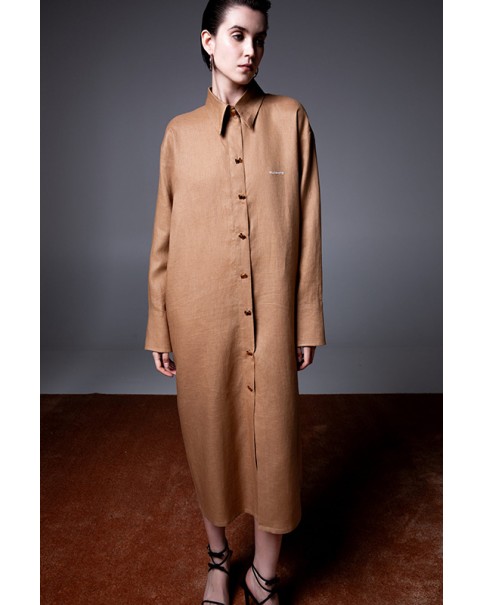 Milkwhite - Midi Shirt Dress with MILKWHITE Logo Milkwhite - Midi Shirt Dress with MILKWHITE Logo