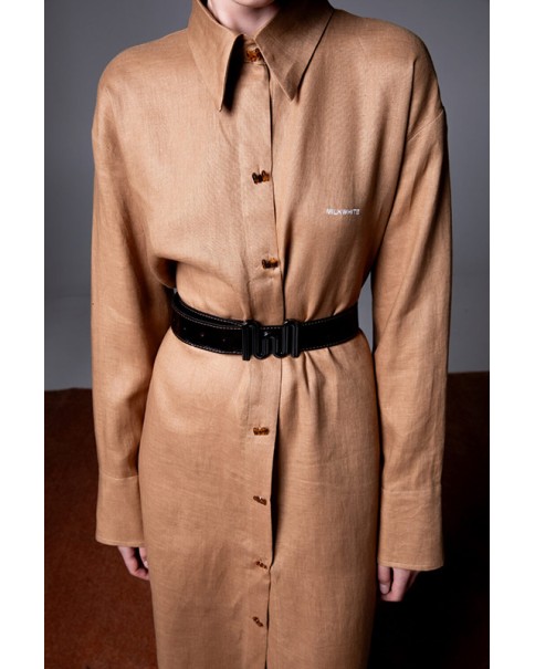 Milkwhite - Midi Shirt Dress with MILKWHITE Logo Milkwhite - Midi Shirt Dress with MILKWHITE Logo