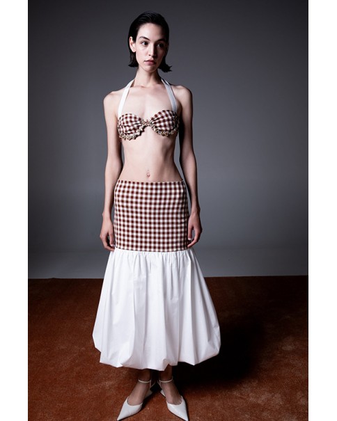 Milkwhite - Midi Skirt with Voluminous Details